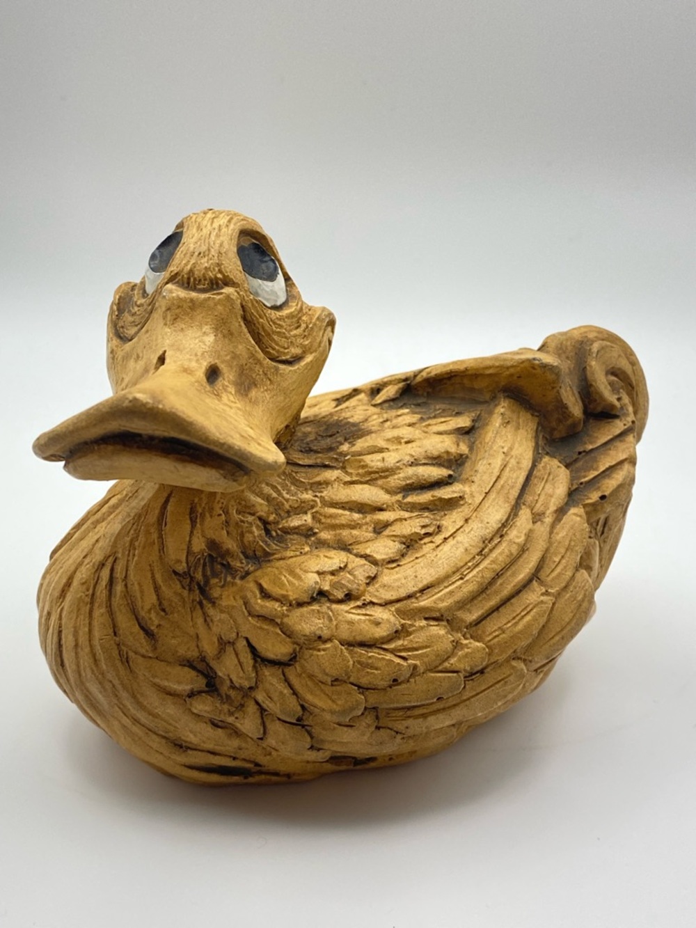 Vintage Alpha Rez Co 1983 Duck Figurine Resin Wood Composite Whimsical Retro